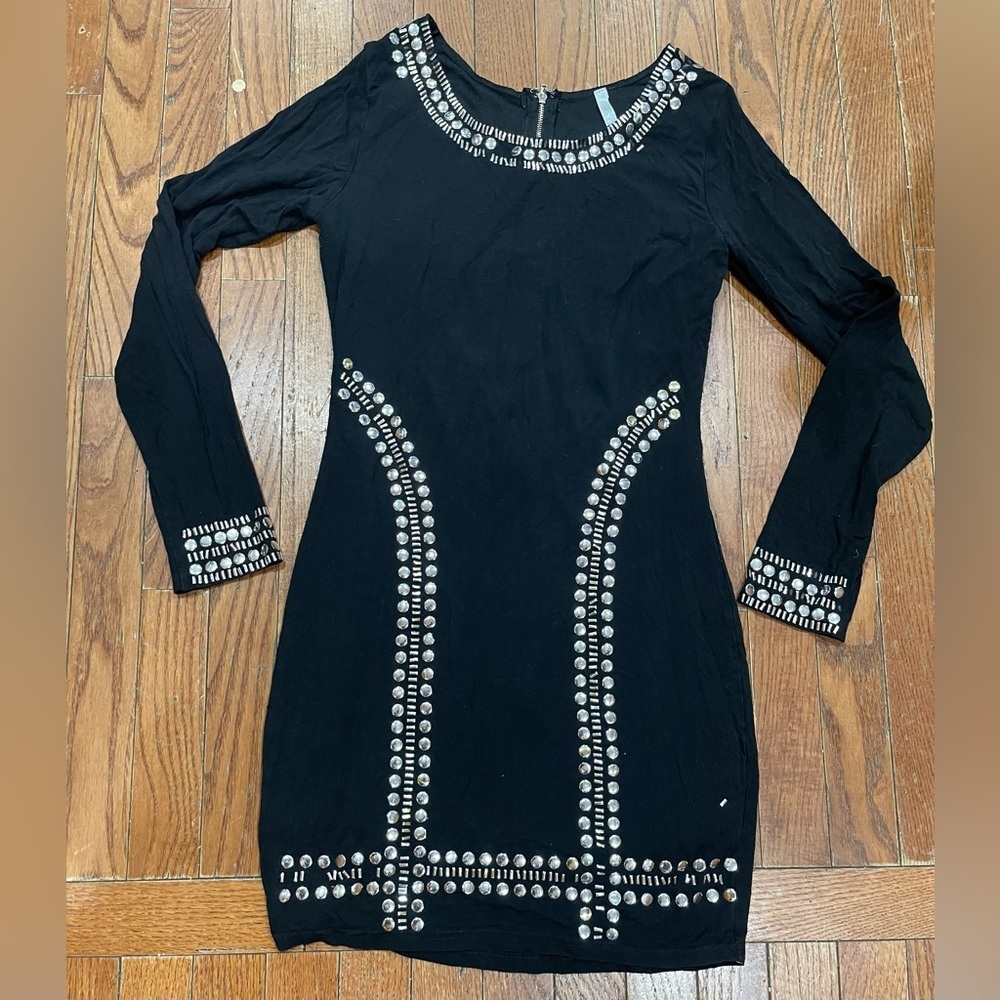 Black Embellished Top with Silver Accents